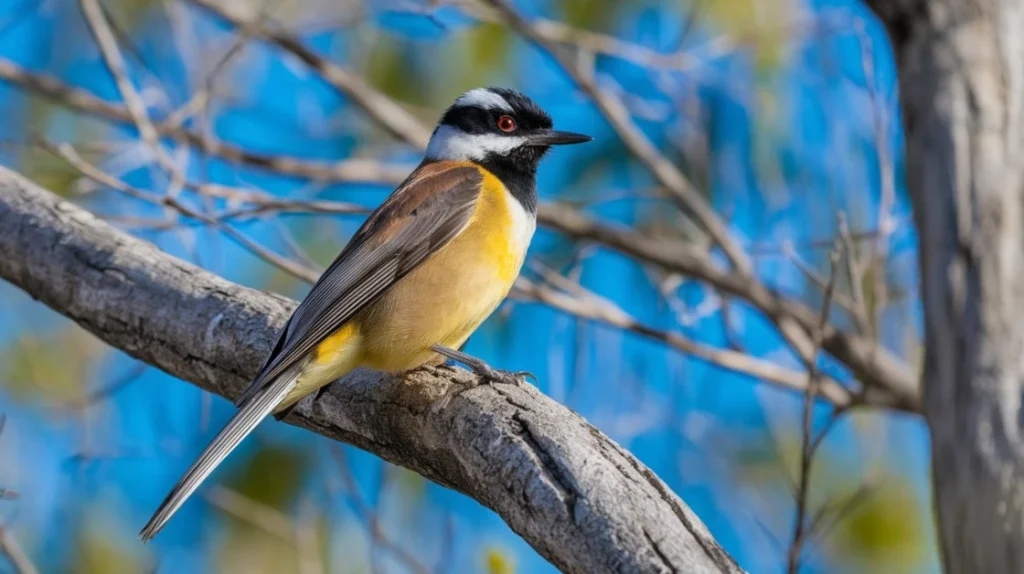 Imagem do Blog das Aves de um Bem-te-vi no galho da árvore.