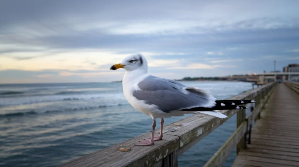 Imagem do Blog das Aves de uma Gaivota na beira da ponte.