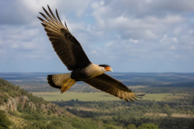 Carcará (Caracara plancus) voando em seu ambiente natural | Blog das Aves.